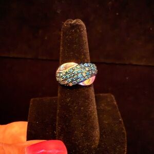 Elegant Blue stone women’s ring, set in sterling silver, size 6